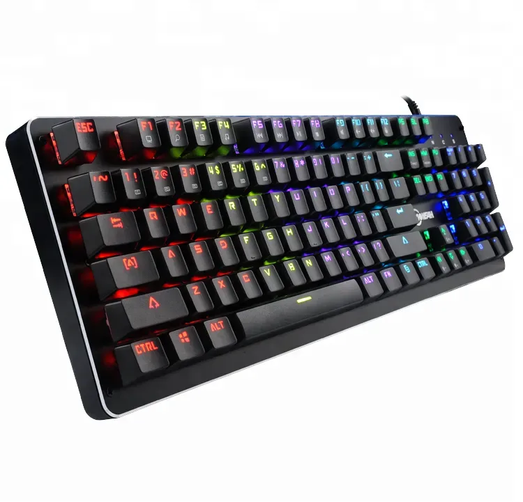 HEYYBIT RGB Metal Gaming Mechanical Keyboard with Blue Shaft and Backlit,104 Keys keyboard