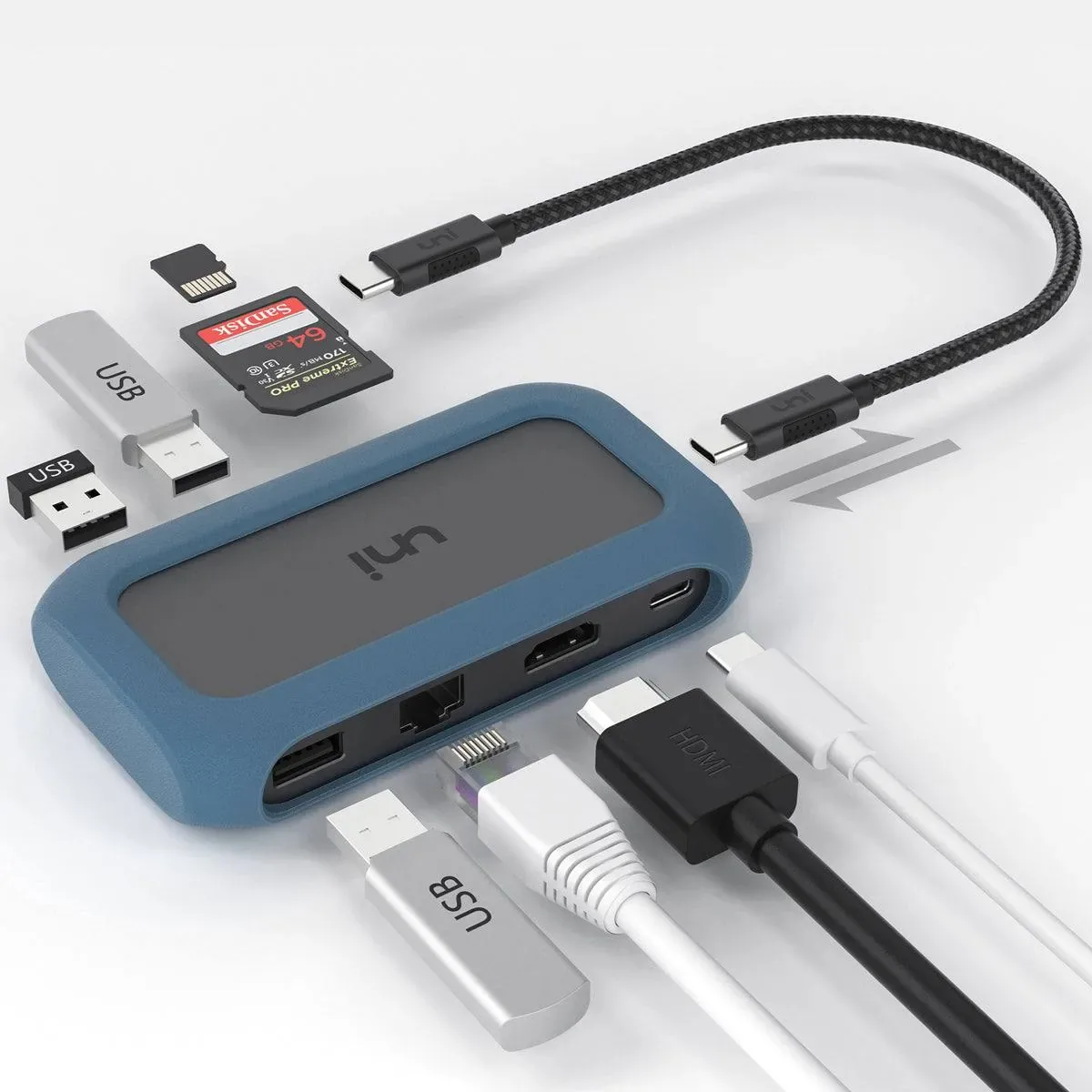 UNI USB-C 8-in-1 Hub with Multiport Connectivity