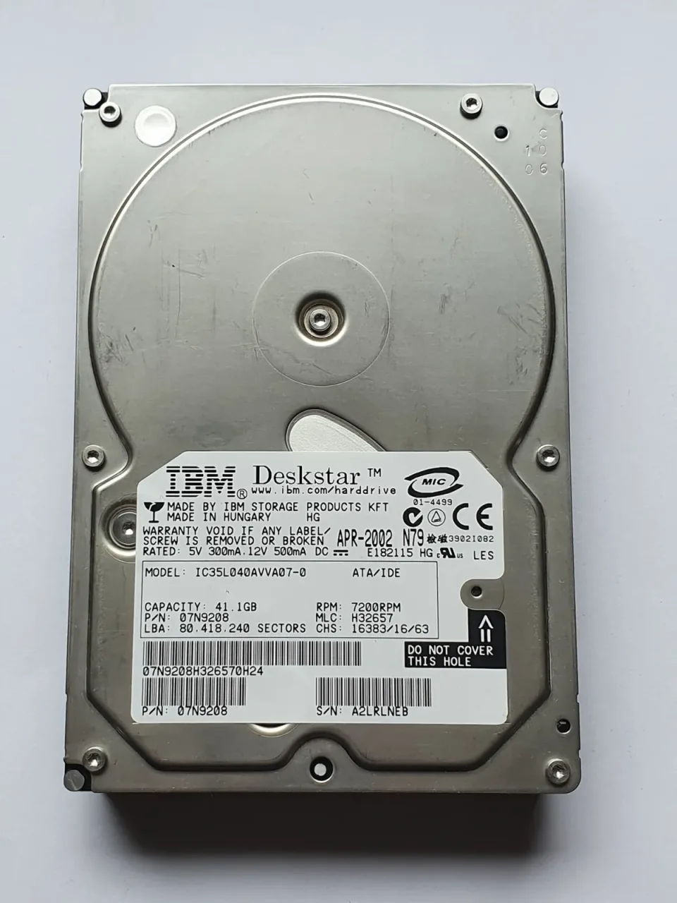 Used – Hitachi Deskstar 41.1GB 7200RPM IDE Hard Drive – Used
