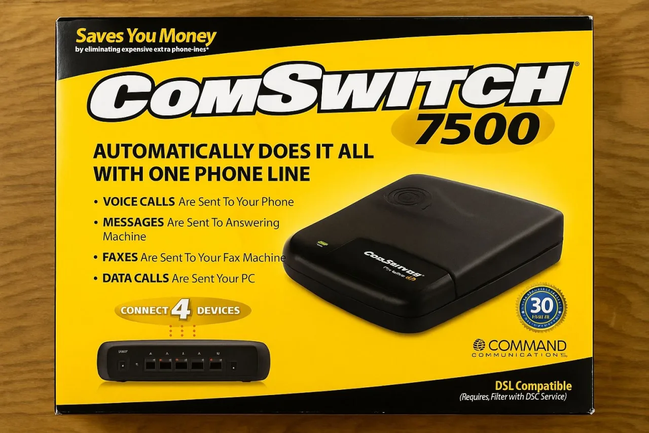 Open box – Command Communications Comswitch 7500 4-Port Phone Fax Modem Line Sharing…