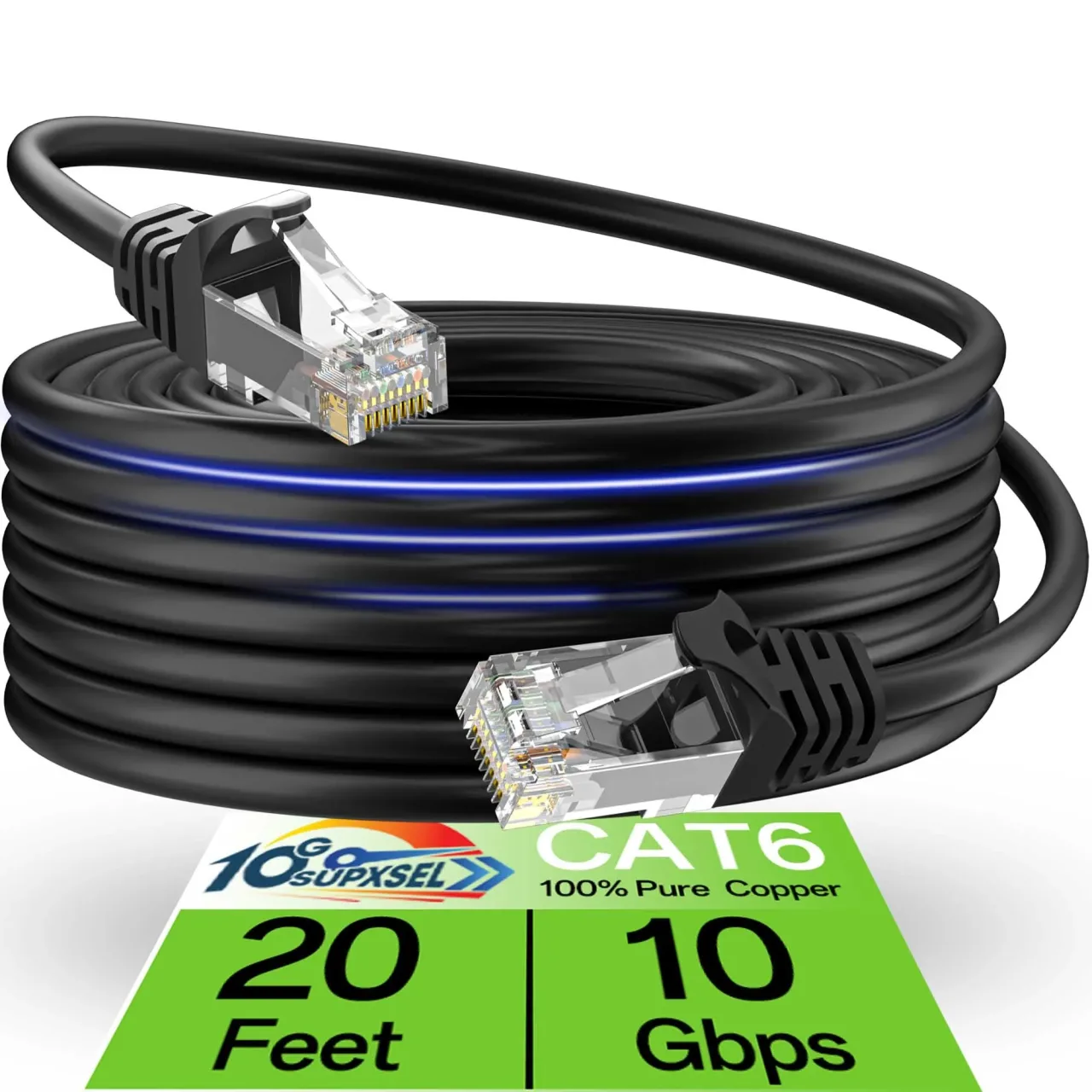 HEYYBIT 20FT Cat 6 Ethernet Cable - High Speed