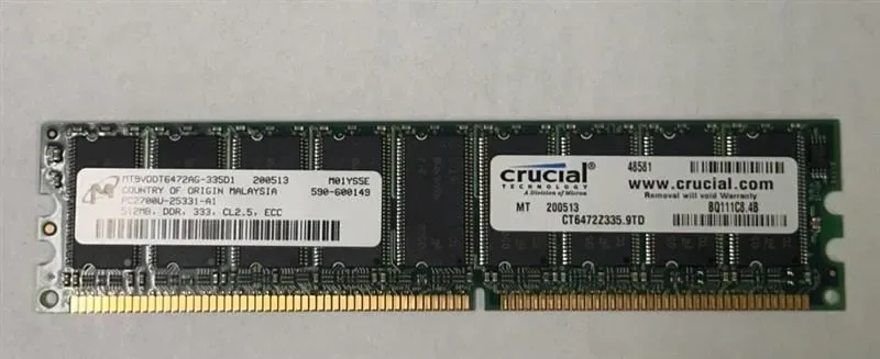 Used – Crucial 512MB DDR PC2700 ECC Registered Memory Module