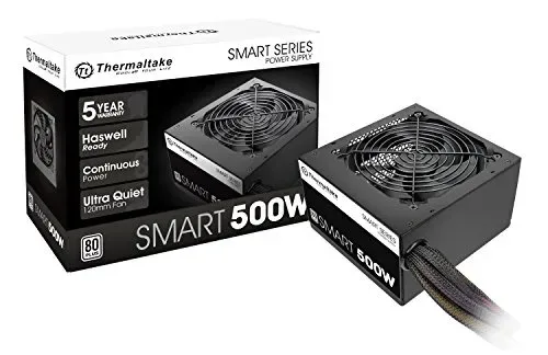 Thermaltake Smart 500W 80+ White Certified PSU, Continuous Power with 120mm Ultra Quiet…