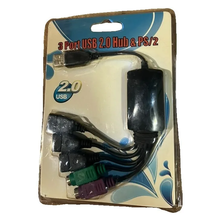 HEYYBIT 3 Port USB 2.0 Hub with PS/2 Keyboard Support