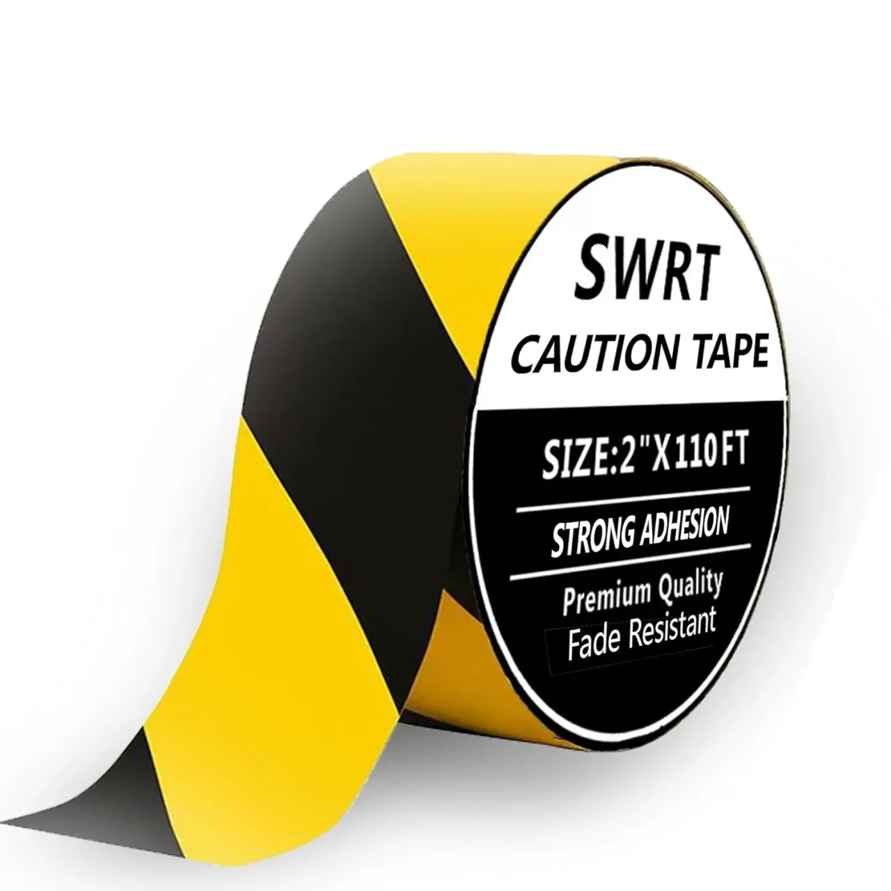 SWRT 2 Inch x 110FT Black & Yellow Hazard Tape Warning Safety Stripe Tape for Floor…
