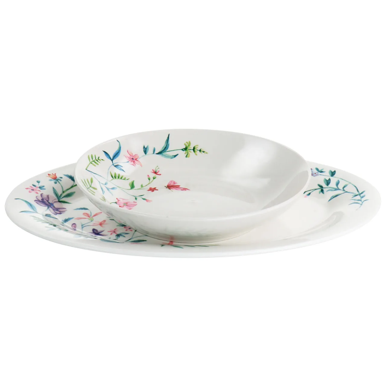 Gibson Home Floral 2-Piece Ceramic Serving Set