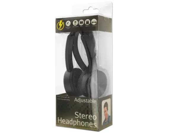 Bulk Buys Black Adjustable Stereo Headphones