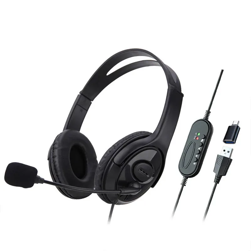 HEYYBIT Wired Conference Headphone USB Headsets Microphone Computer Teaching Telephone…