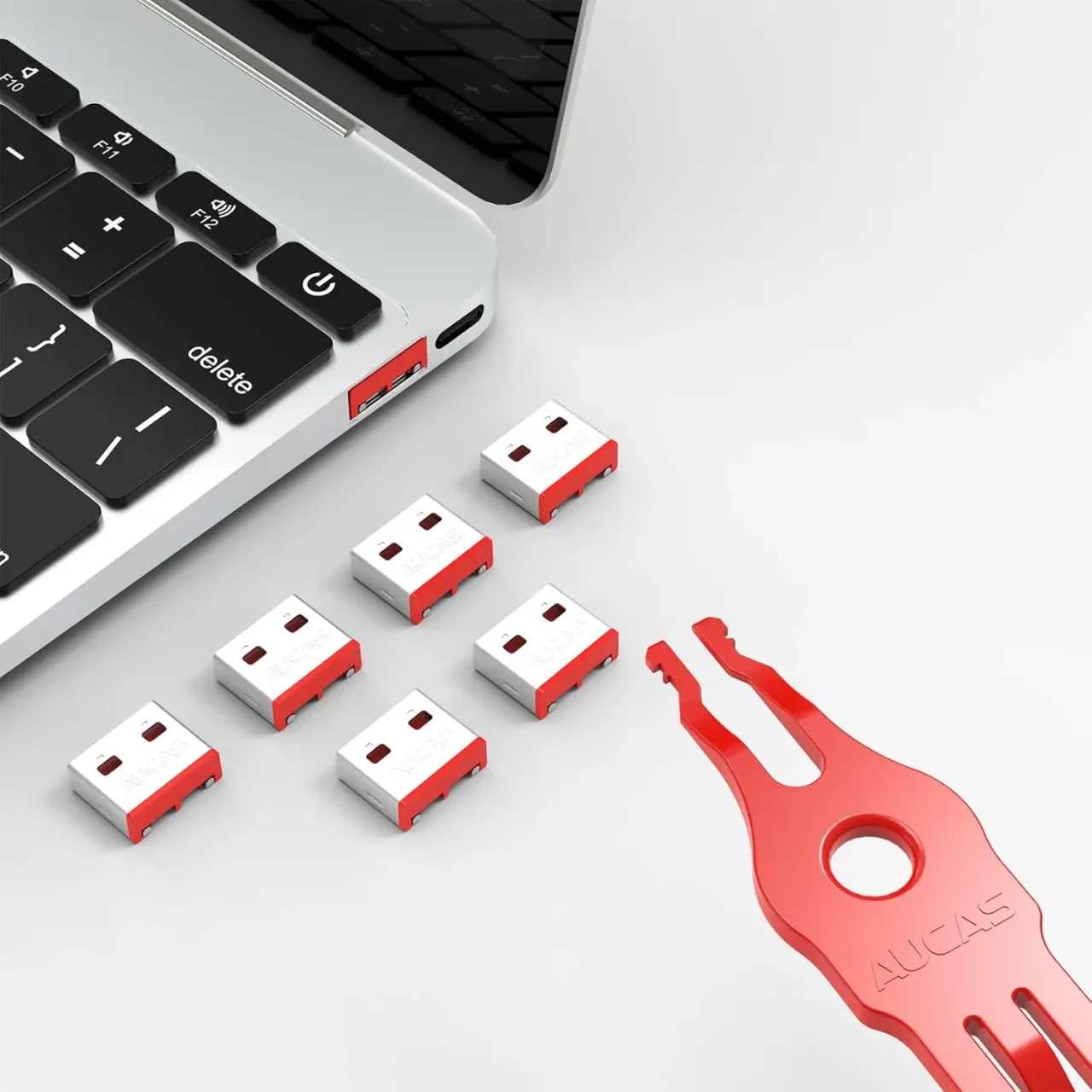 Aucas USB Port Blocker - Pack of 10, Red without key, Dust and Moisture Proof